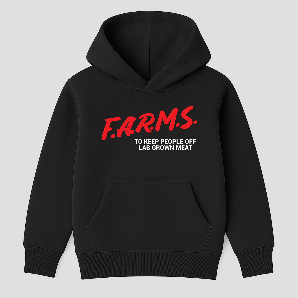 F.A.R.M.S. To Keep People Off Lab Grown Meat Hoodie - Kids (Black)