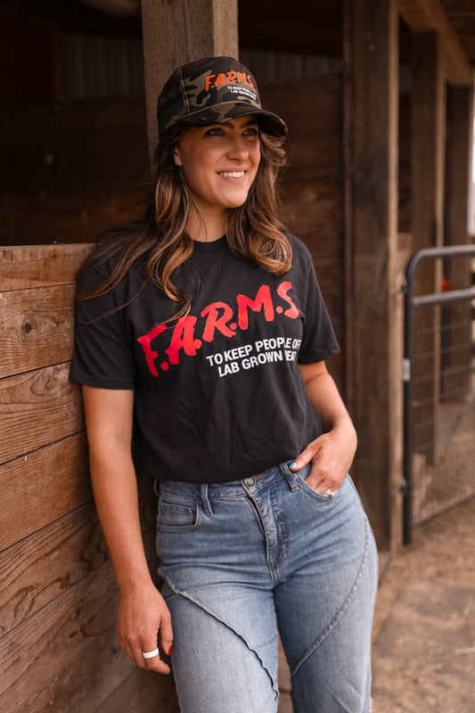 F.A.R.M.S. To Keep People Off Lab Grown Meat T-Shirt (Black)