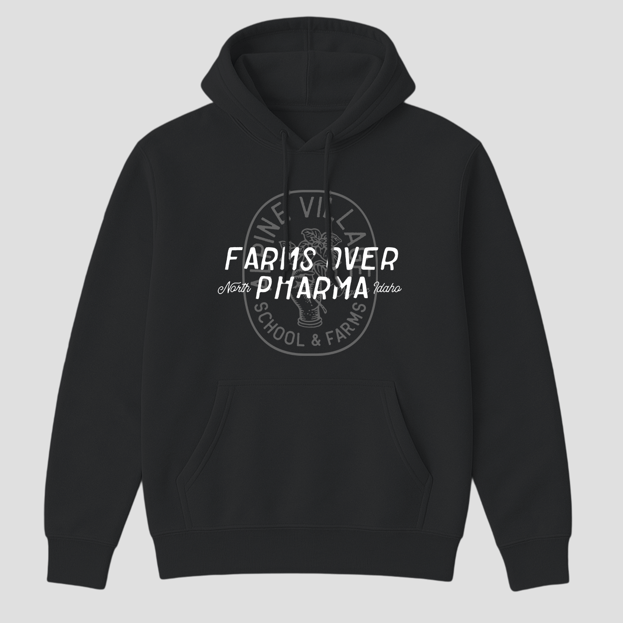 Farms Over Pharma Hoodie in Black – Alpine Village School & Farms