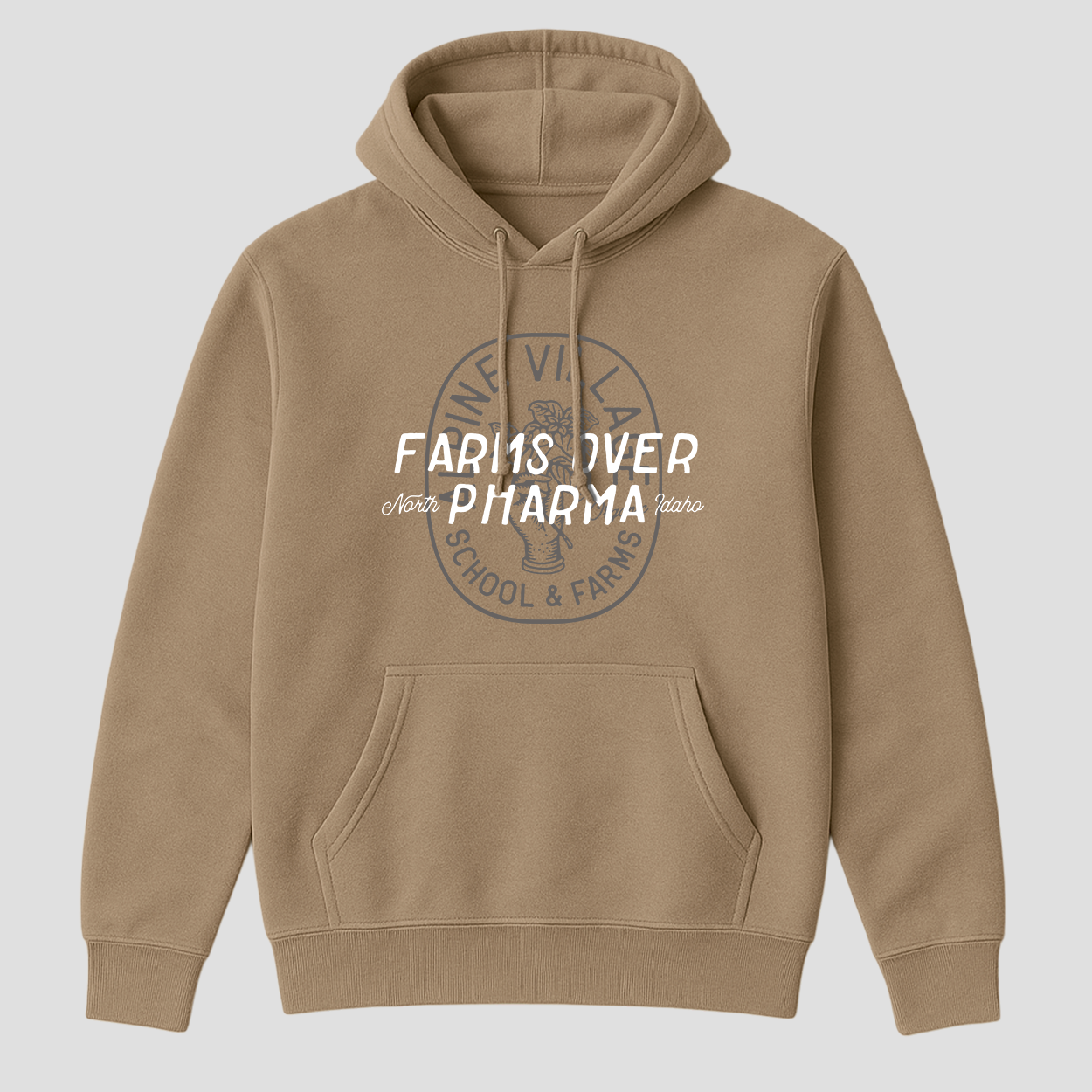 Farms Over Pharma Hoodie (Sand) – Alpine Village School & Farms