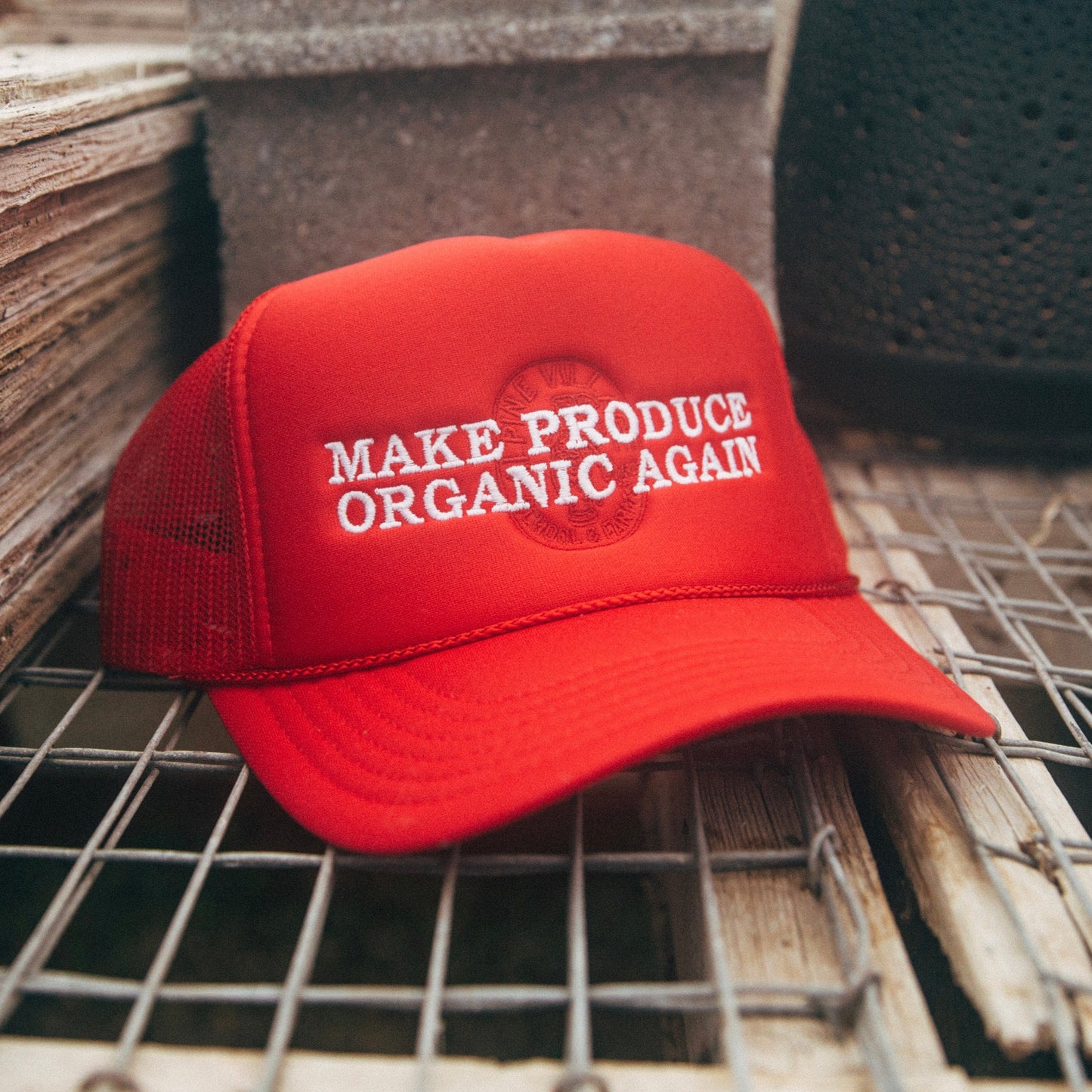 Make Produce Organic Again Trucker Hat (Red)