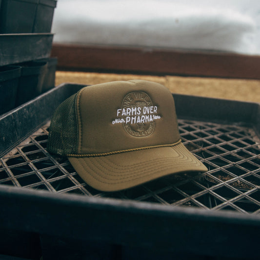 Farms Over Pharma Trucker Hat (Army Green)