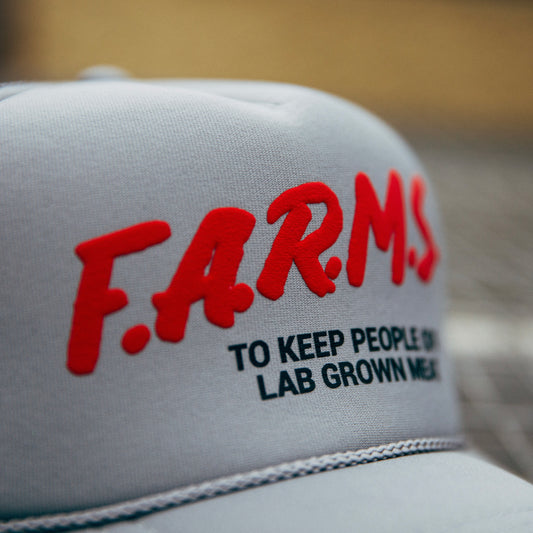 F.A.R.M.S. To Keep People Off Lab Grown Meat Trucker Hat (Grey)