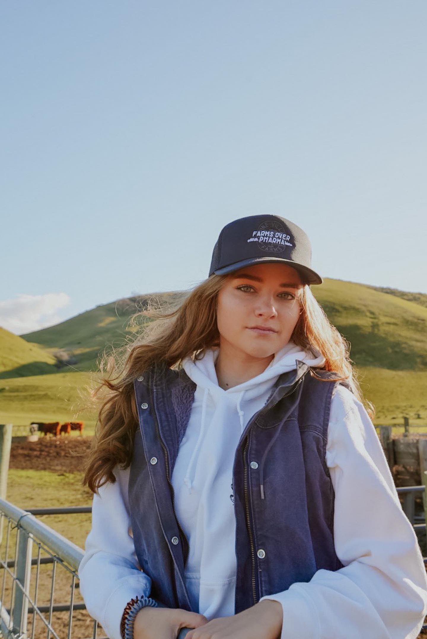 FARMS OVER PHARMA TRUCKER HAT (BLACK WITH WHITE/CHARCOAL)