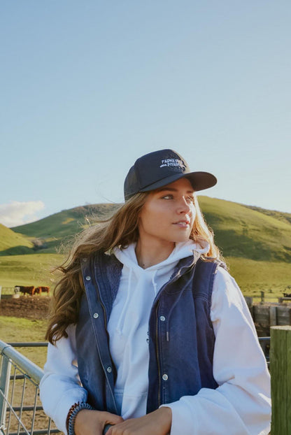 FARMS OVER PHARMA TRUCKER HAT (BLACK WITH WHITE/CHARCOAL)