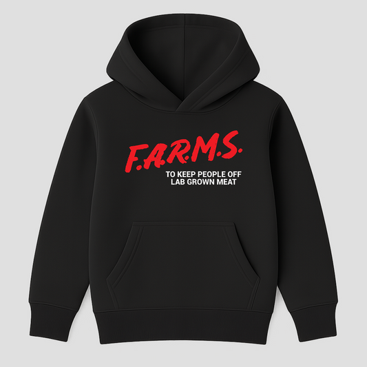 F.A.R.M.S. To Keep People Off Lab Grown Meat Hoodie - Kids (Black)