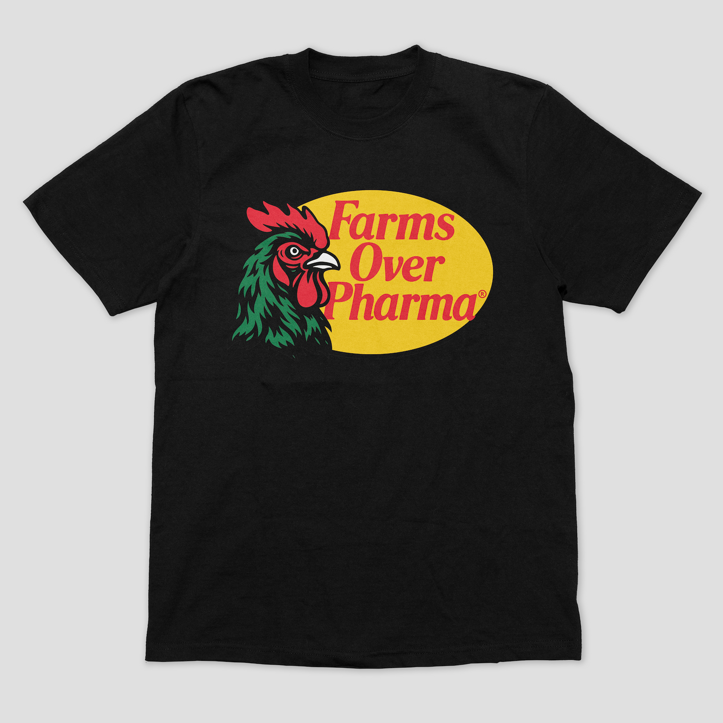 Farms Over Pharma® (Rooster) T-Shirt (Black)
