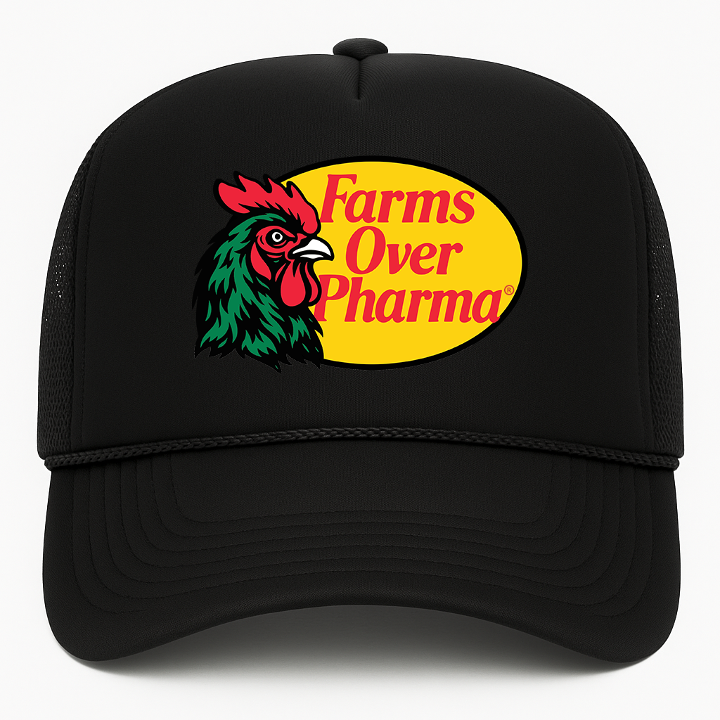 Farms Over Pharma® (Rooster) Trucker Hat (Black)