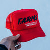 F.A.R.M.S. TO KEEP PEOPLE OFF LAB GROWN MEAT TRUCKER HAT (RED)