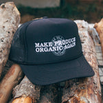 MAKE PRODUCE ORGANIC AGAIN TRUCKER HAT (BLACK WITH WHITE/GREY)