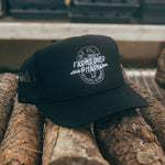 FARMS OVER PHARMA TRUCKER HAT (BLACK WITH WHITE/CHARCOAL)