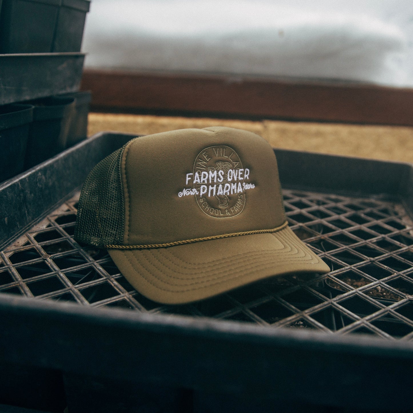 Farms Over Pharma Trucker Hat (Army Green)