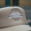 FARMS OVER PHARMA TRUCKER HAT (TAN WITH WHITE/BROWN)
