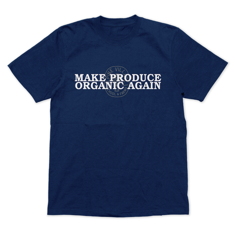 MAKE PRODUCE ORGANIC AGAIN T-SHIRT (NAVY)