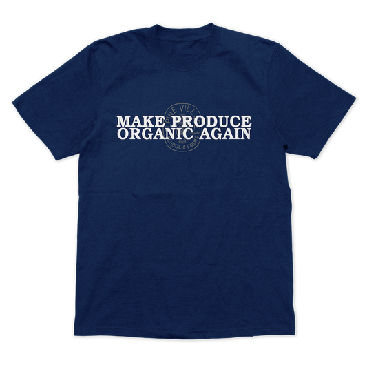 MAKE PRODUCE ORGANIC AGAIN T-SHIRT (NAVY)