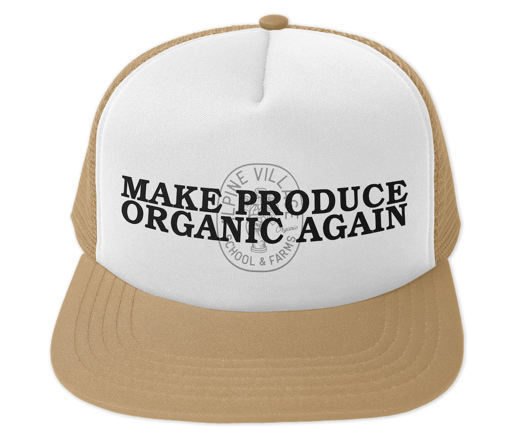 Make Produce Organic Again Trucker Hat (Tan/White)
