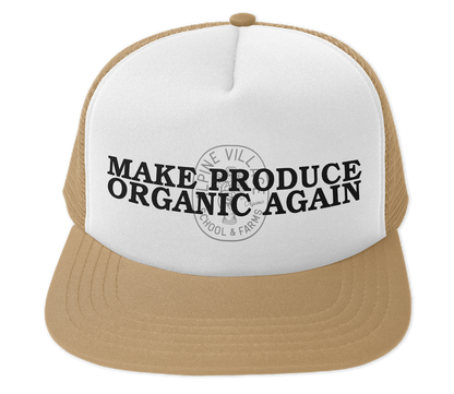 Make Produce Organic Again Trucker Hat (Tan/White)